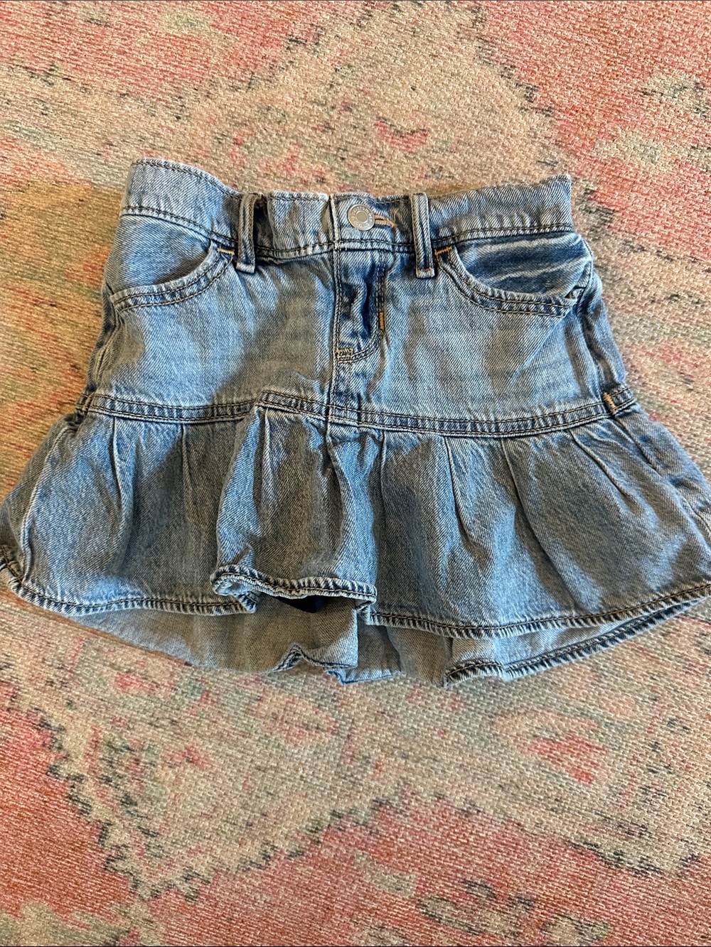 abercrombie kids light blue denim ruffle skirt